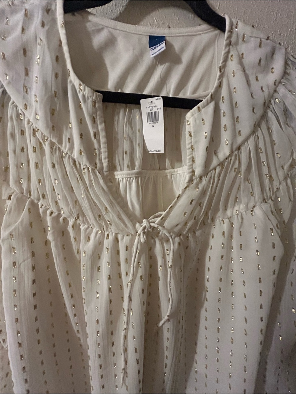 Old Navy Cream Blouse with Gold Foil Dots - Picture 5 of 6